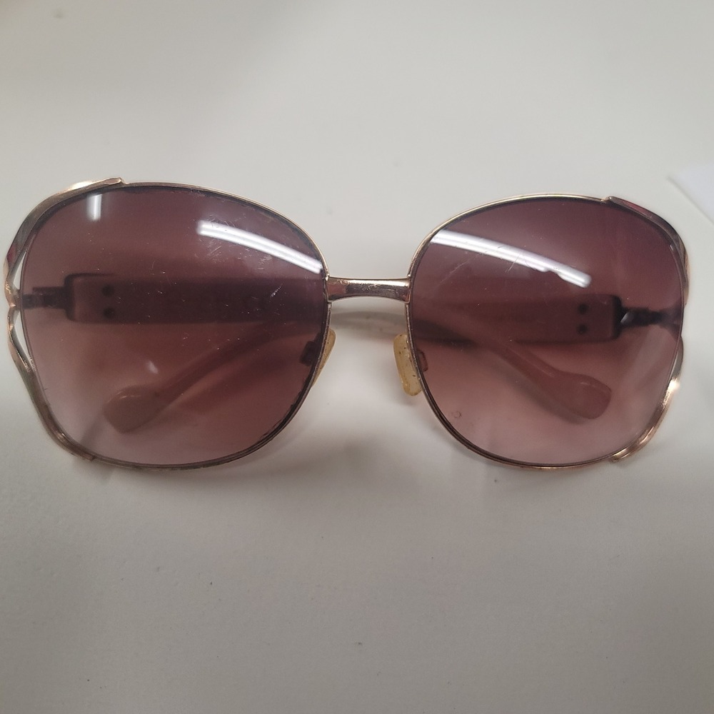 Jessica Simpson Sunglasses Gold‎ White Frames Oversized Glam Fashion Shades